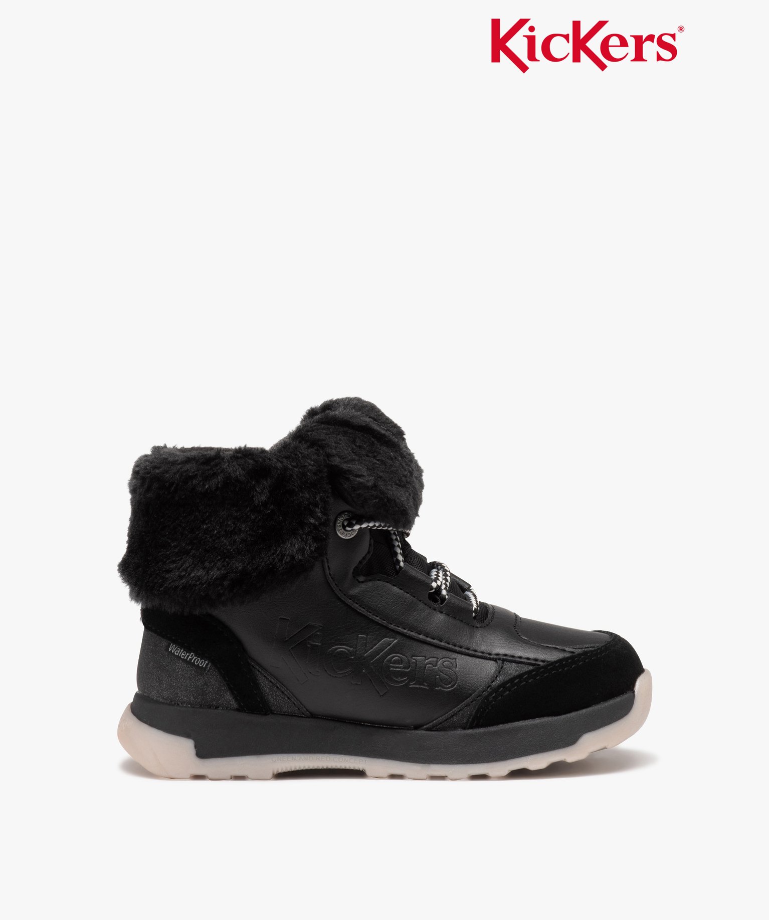Boots fille unies à col fourré retourné - Kickers noir | GEMO