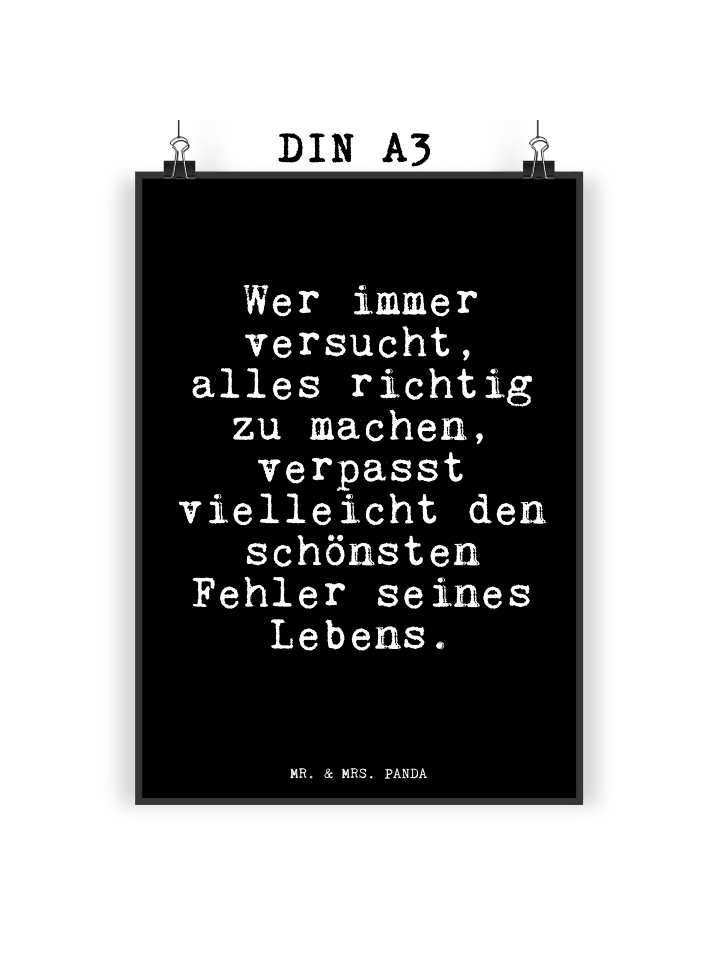 Mr. & Mrs. Panda Poster Wer immer versucht, alles... mit Spruch in Schwarz günstig kaufen