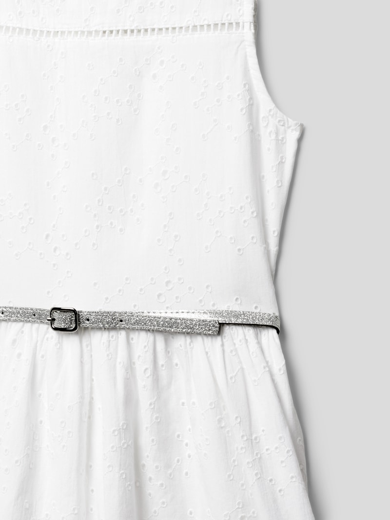 Kleid mit Lochmuster Modell 'TG' in weiß