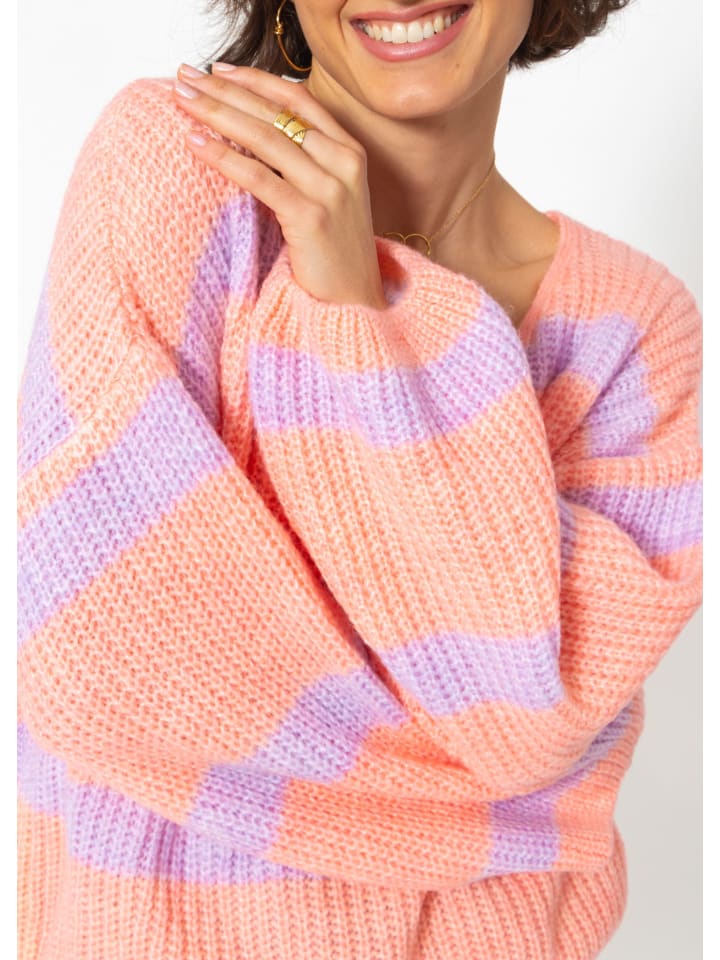 SASSYCLASSY Oversize Strick-Pullover in puderrosa, orange günstig kaufen