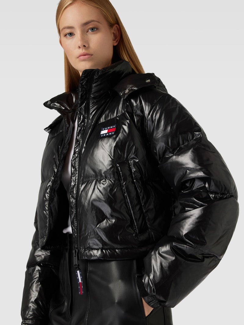 Cropped Daunenjacke mit Kapuze Modell 'ALASKA' in schwarz