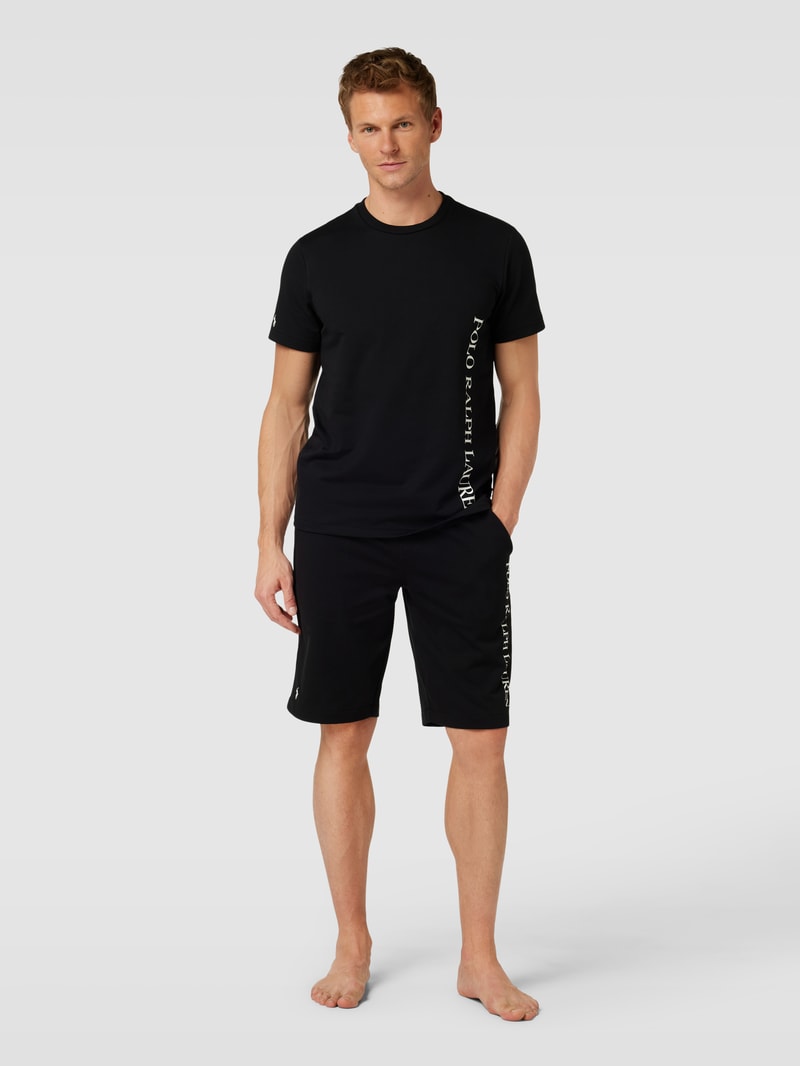 Slim Fit Sweatshorts mit Label-Print Modell 'LOOPBACK' in schwarz
