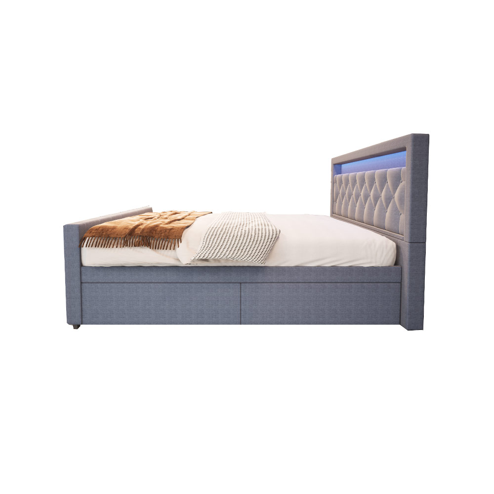 Home Deluxe HOME DELUXE Polsterbett VELARA inkl. Matratze und Topper 180 x 200 cm - Dunkelgrau