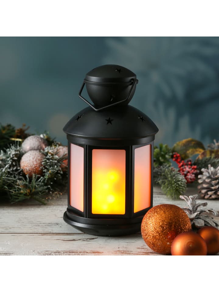 MARELIDA LED Laterne mit Flammeneffekt Batteriebetrieb H: 22cm in schwarz günstig kaufen onesize