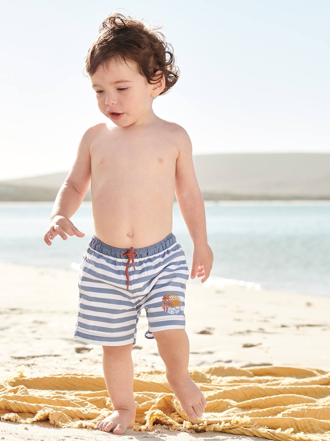 Caleçon de bain bébé Surf bleu rayé