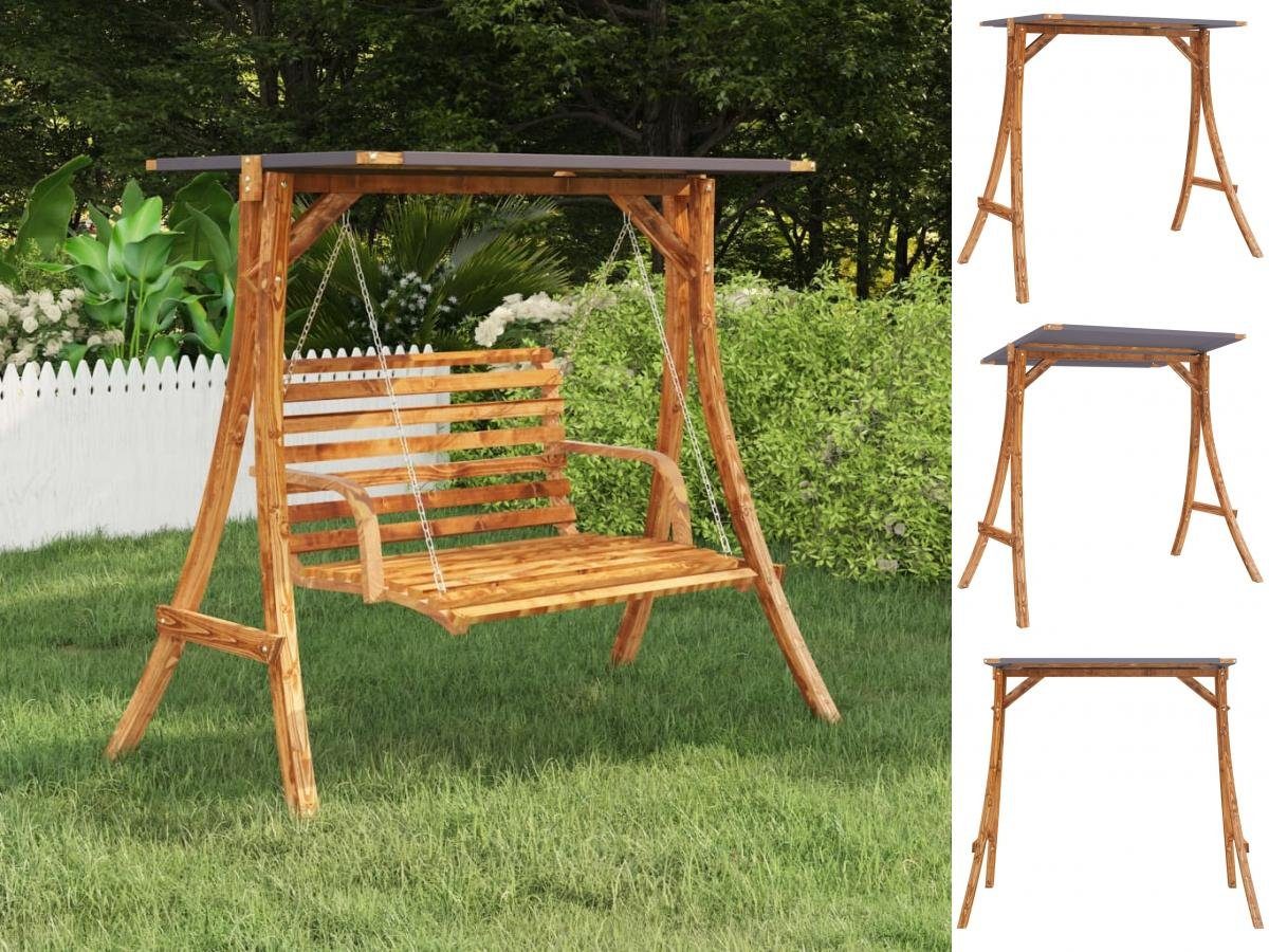 vidaXL Hollywoodschaukel Schaukelgestell mit Dach Anthrazit Bugholz mit Teak-Finish Holz