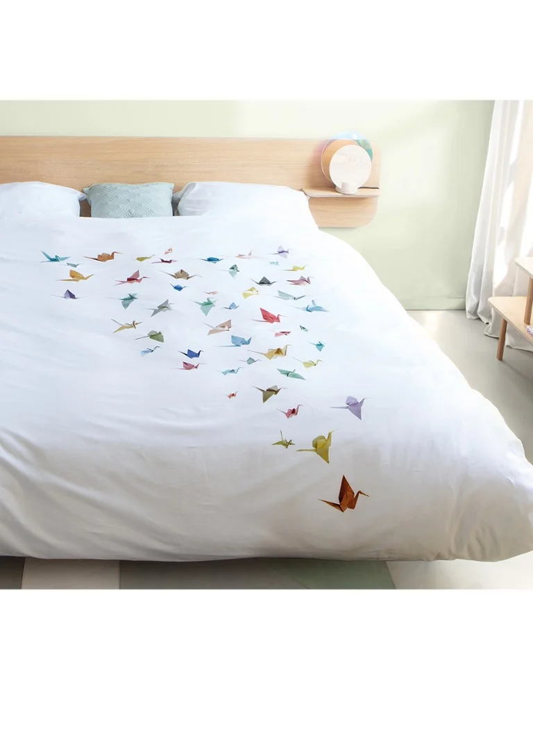 Snurk Crane birds cotton percale duvet cover set 160TC - including pillowcases