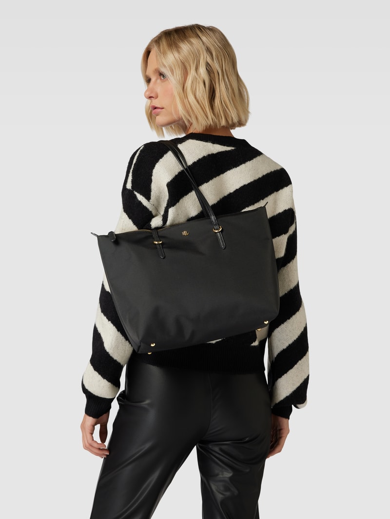 Tote Bag mit Label-Detail Modell 'KEATON' in schwarz