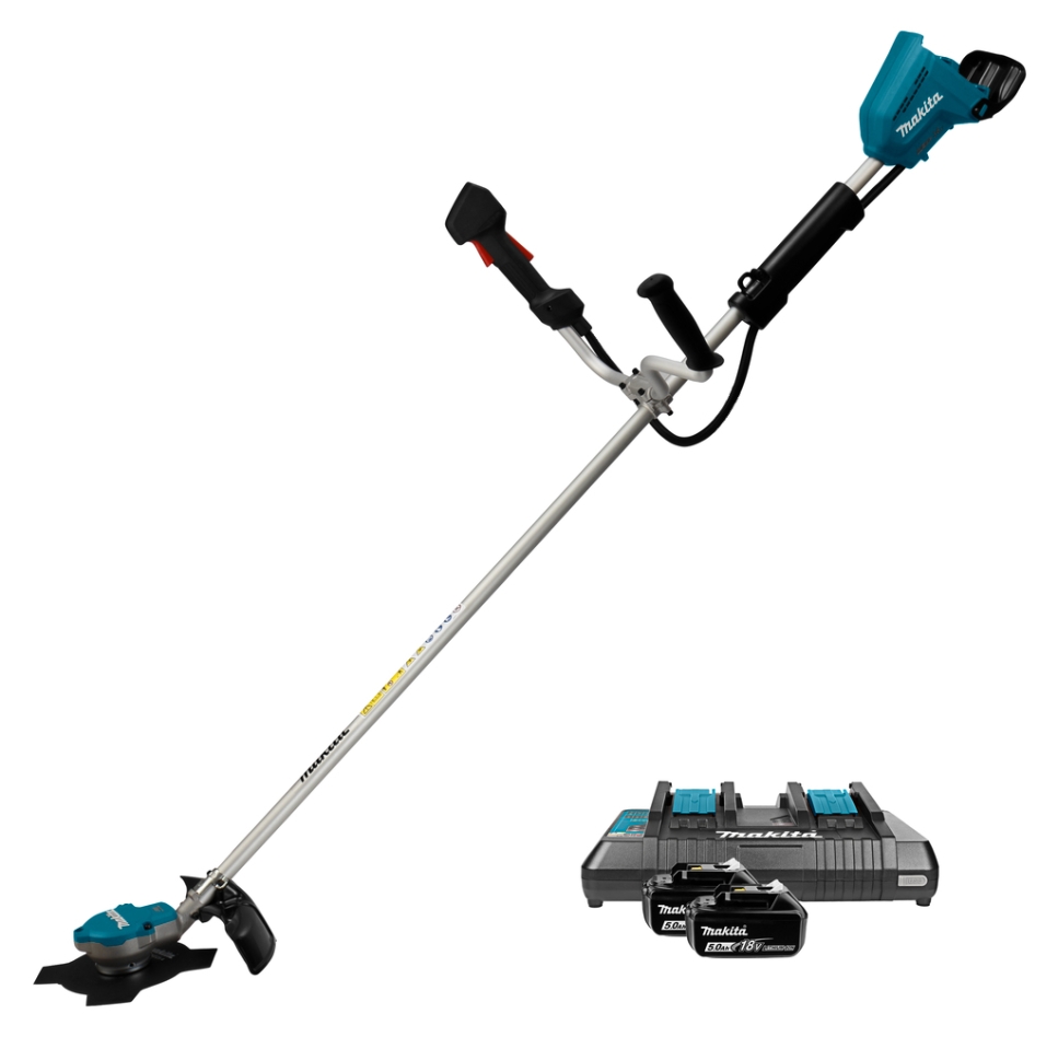 Makita DUR368APT2 Akku-Freischneider mit U-Griff, 2 x 18 Volt 5,0 Ah Li-Ion-Akku