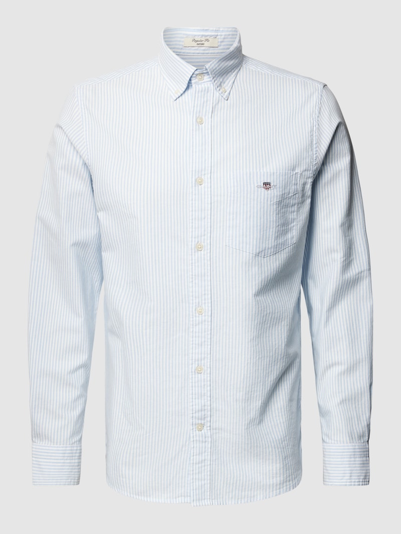 Regular Fit Freizeithemd mit Streifenmuster Modell 'OXFORD' in hellblau