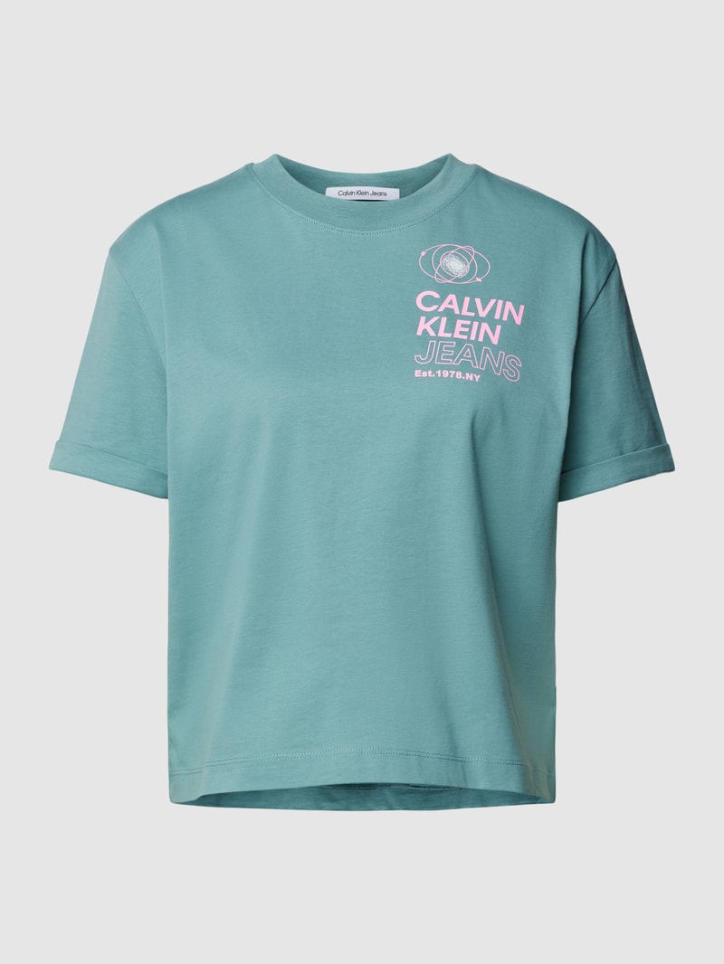 T-Shirt mit Motiv- und Label-Print Modell 'FUTURE FADE' in schilf