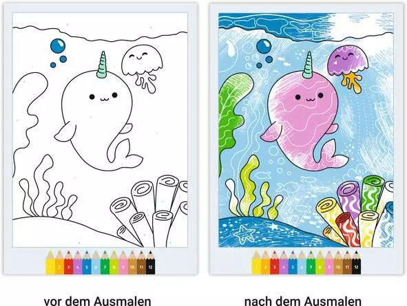 CreArt Malen nach Zahlen ab 5, Zauberpapier: Kawaii Süße Freunde