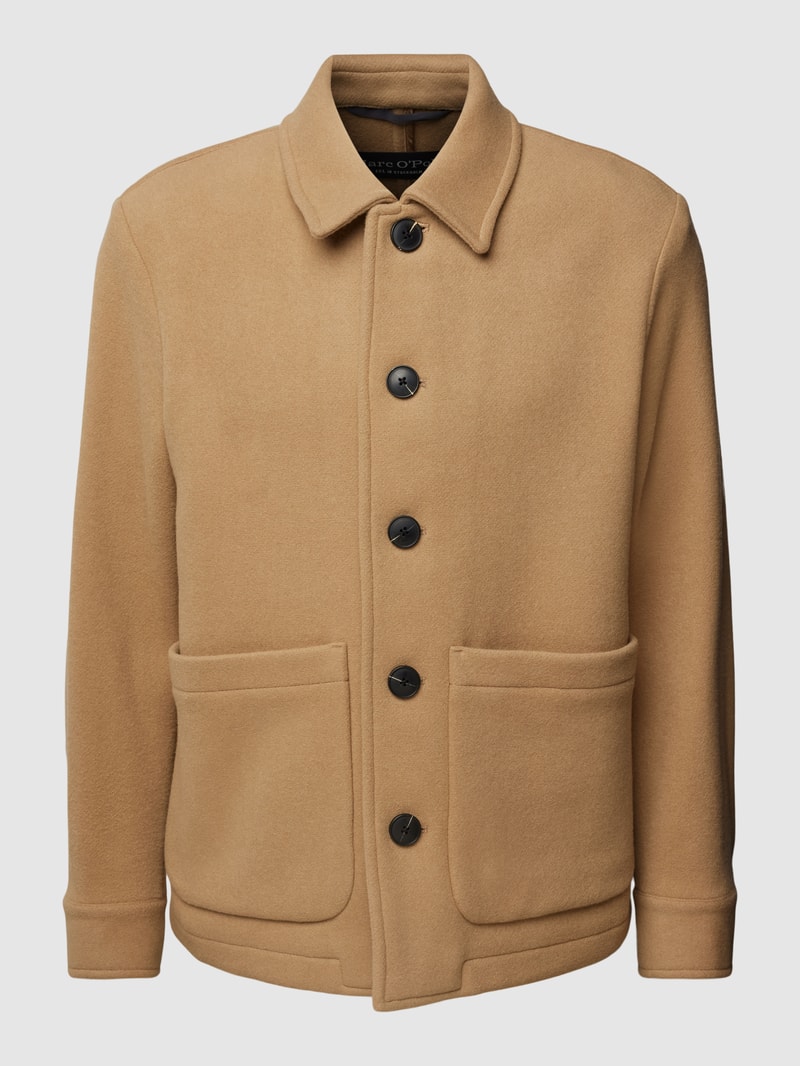 Jacke aus Schurwoll-Mix mit Knopfleiste in beige