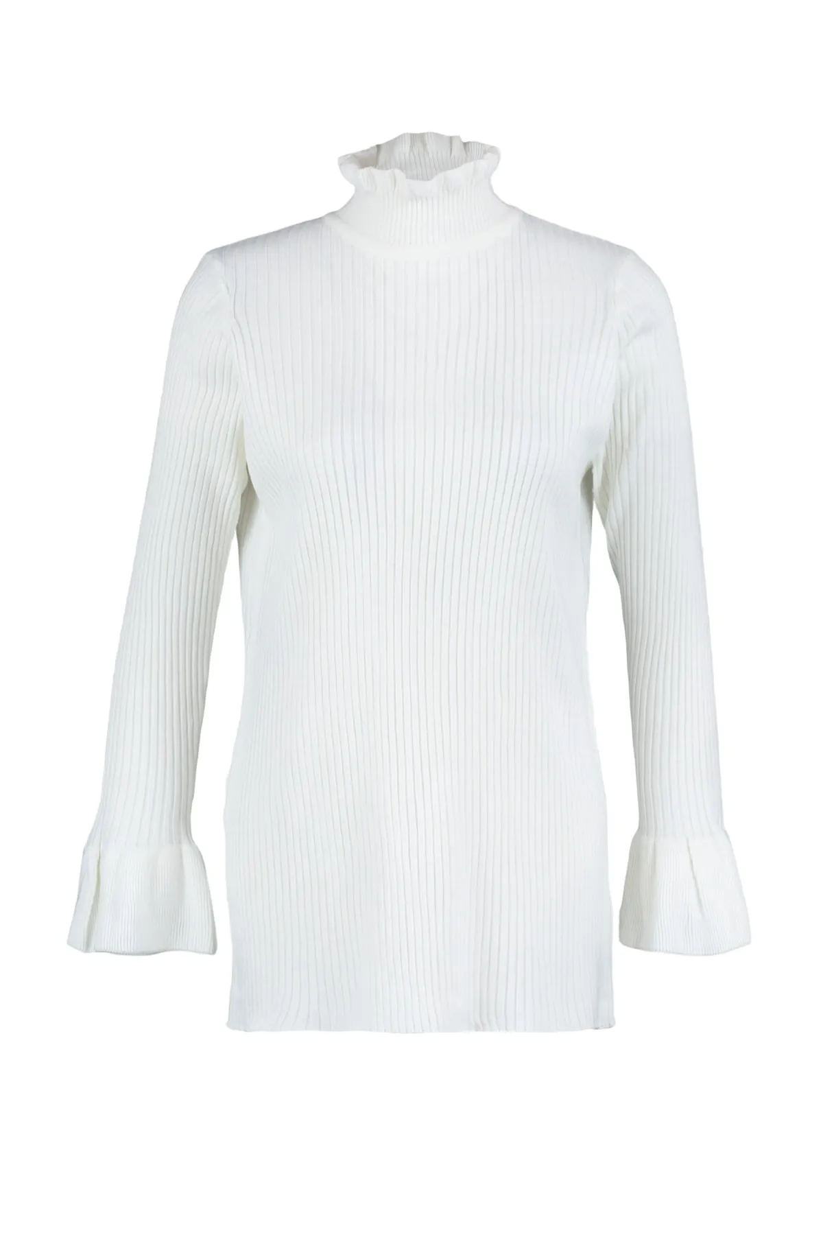 Trendyol Modest  Ecrufarbener Strickpullover mit hohem Kragen TCTAW23AK00039