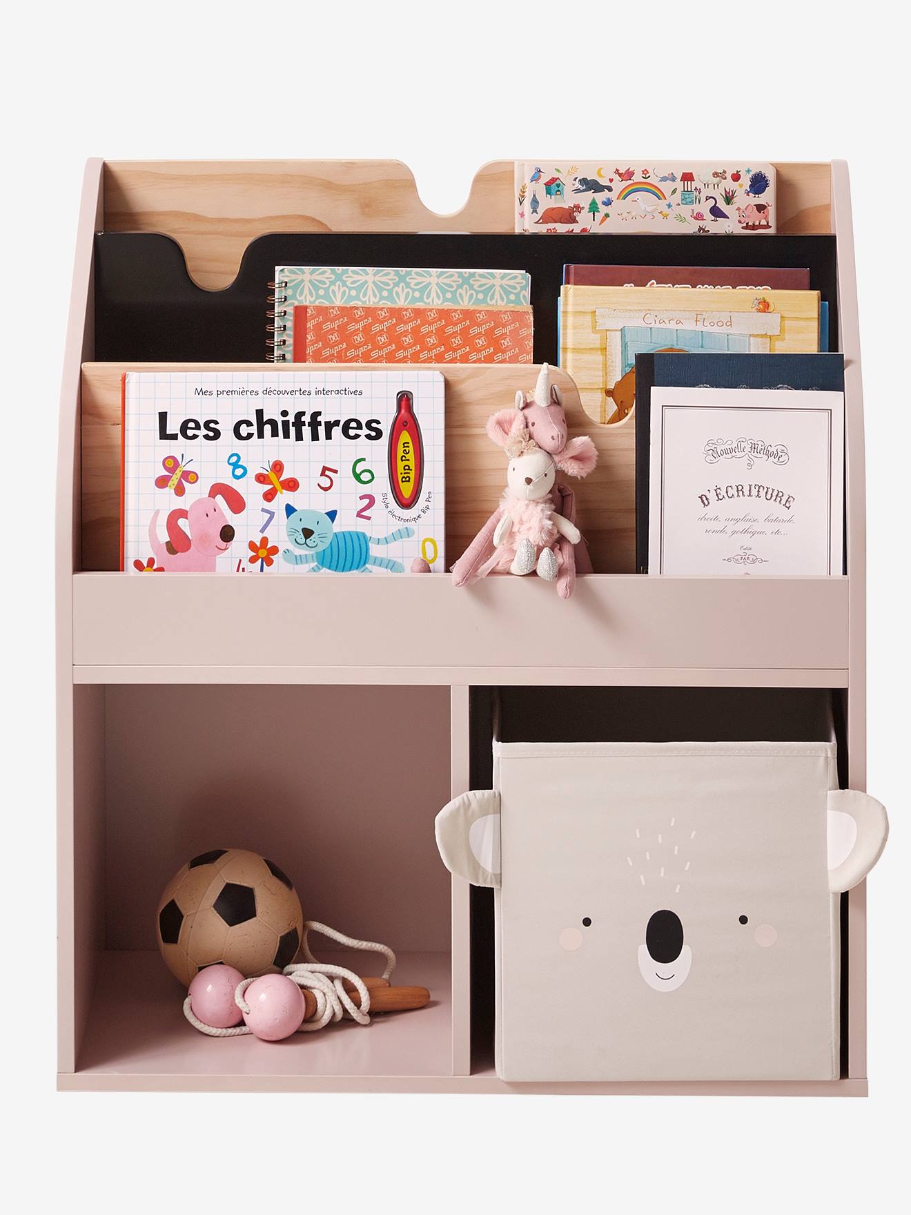 Vertbaudet Kinder Bücherregal SCHOOL, 2 Fächer - rosa