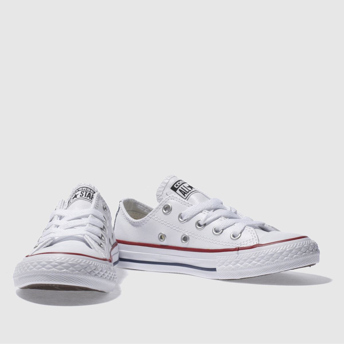 Converse vita och röda All Star Lo Junior-sneakers