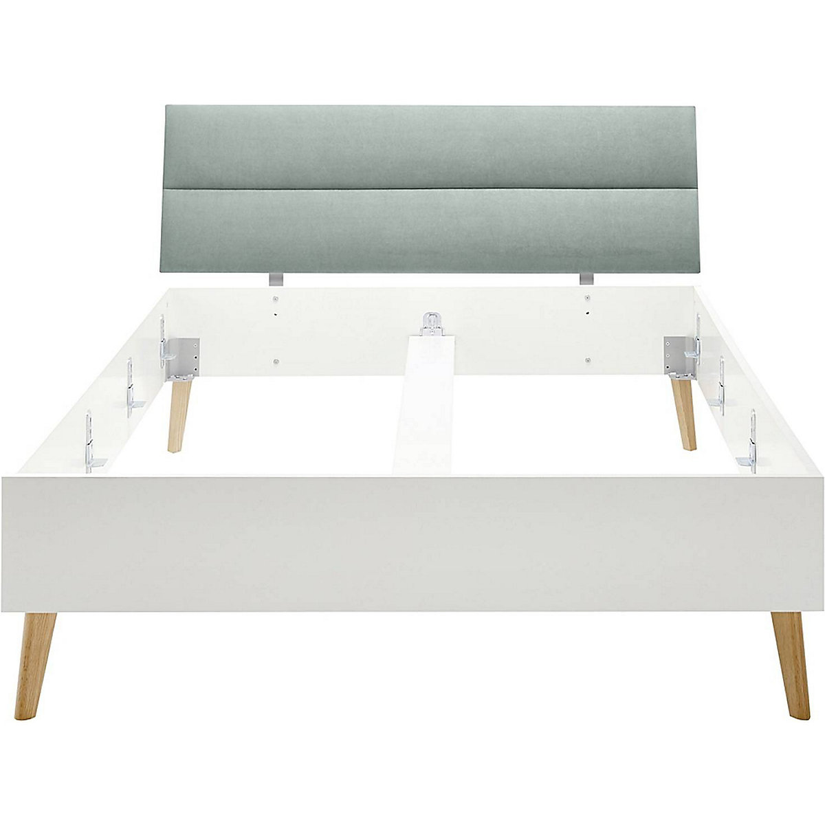 Jugendbett Set mit Nachttisch MAINZ-61, skandinavisches Design, weiß matt, Eiche Riviera und mint grün