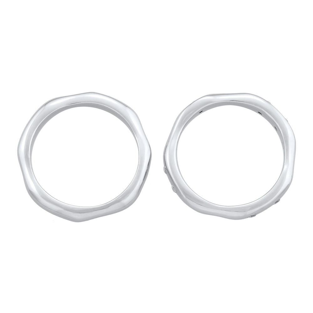 Elli Elli Bague Femmes Bande Set de 2 Basique avec Cristaux de Zirconium en argent ste Bague
