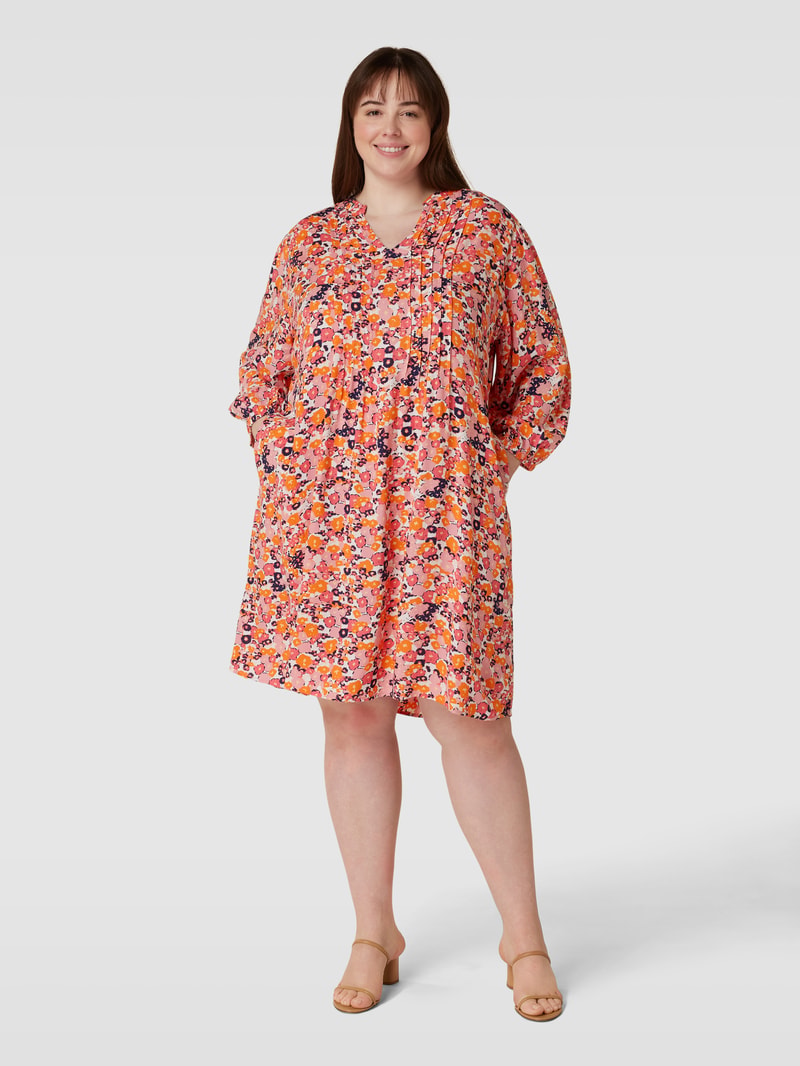 PLUS SIZE Knielanges Tunikakleid aus Viskose Modell 'Merla' in pink
