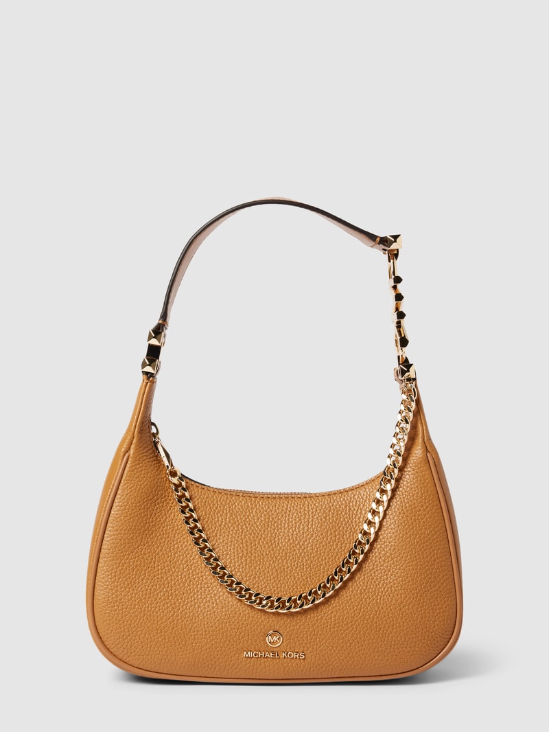 Handtasche mit Label-Applikation Modell 'PIPER' in camel