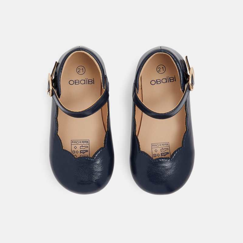 Ballerines cérémonie vernies bleues bébé fille