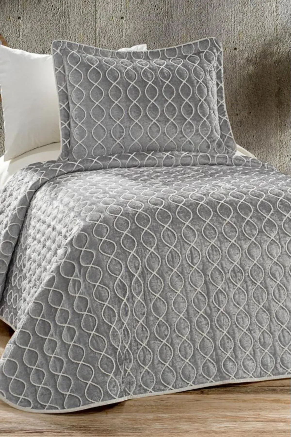 Çeyiz Diyarı  Brillance Tagesdecke für Einzelbett, Grau