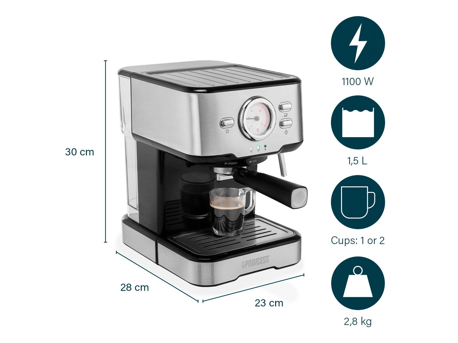 Setpoint Siebträgermaschine, italienische Siebdruck Kaffee & ESE Espresso-Maschine & Milchkännchen