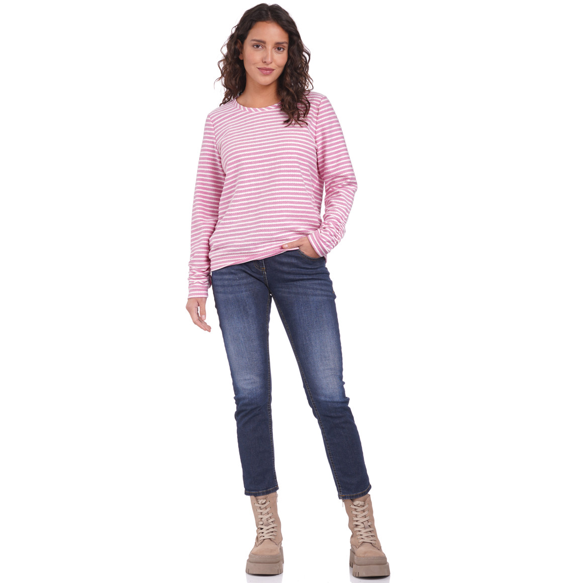 Damen Langarmshirt mit Raffung