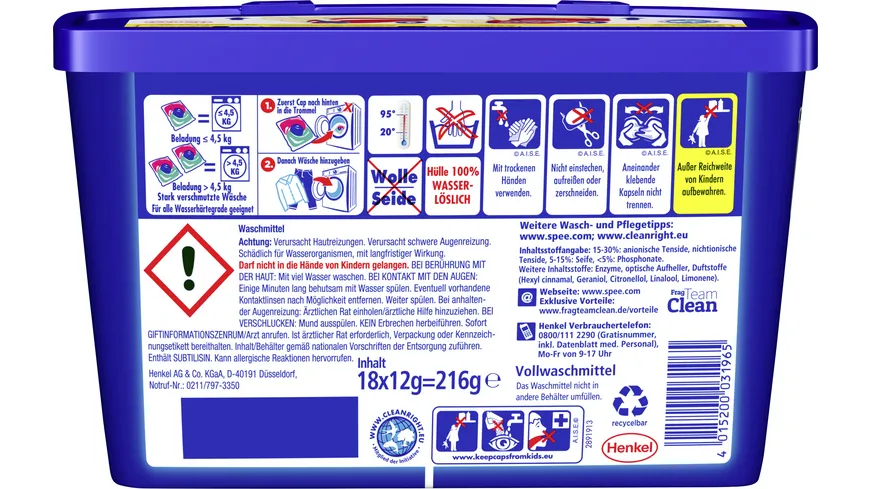 Spee Power Caps Universal Vollwaschmittel 216 g