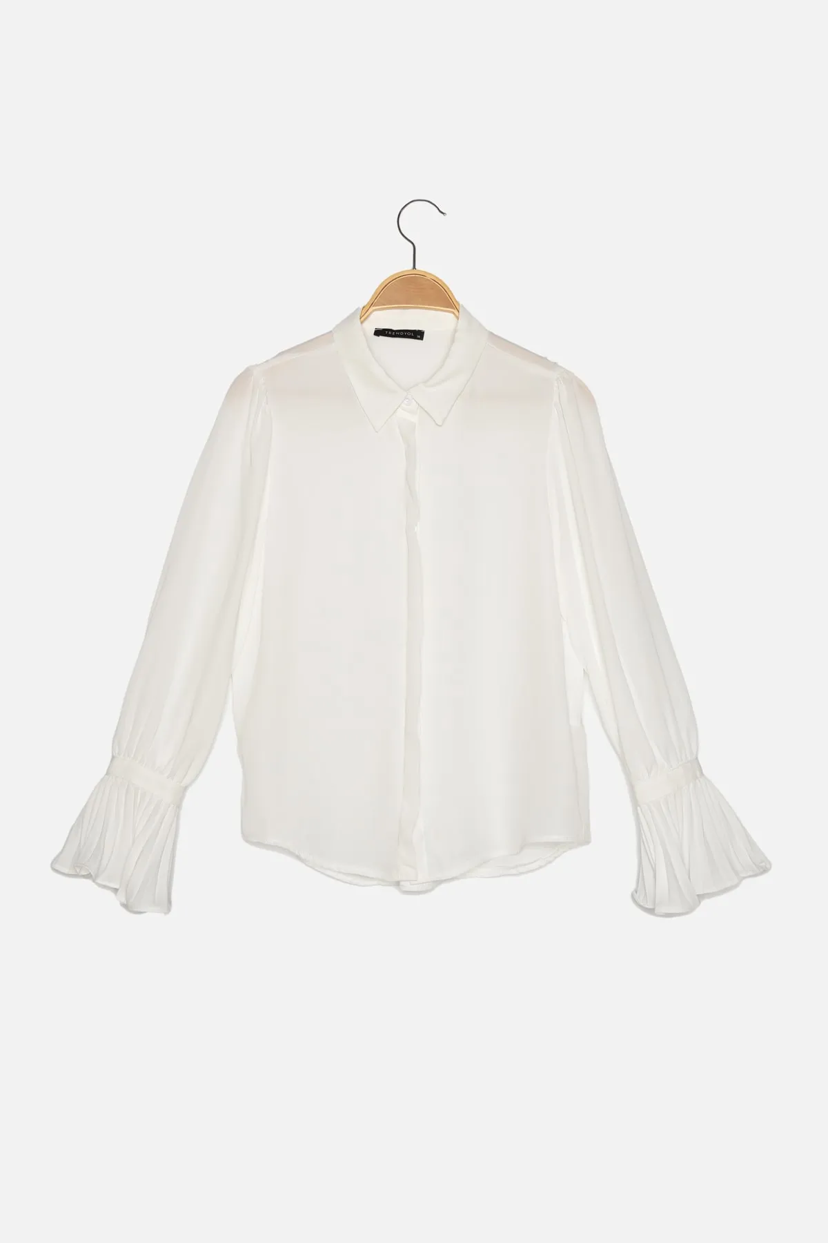 Trendyol Collection  Gewebtes Hemd mit spanischen Ärmeln - Ecru, Regular Fit TWOAW22GO0487