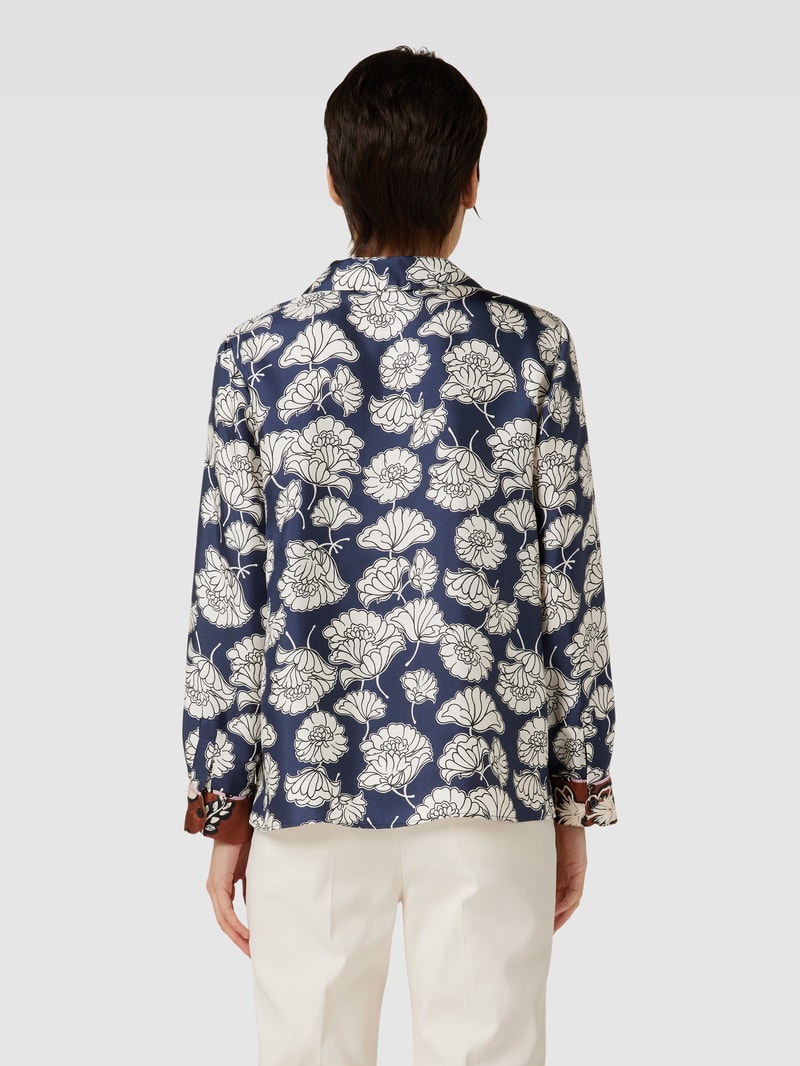 Bluse aus Seide mit floralem Motiv-Print Modell 'PALLA' in marineblau