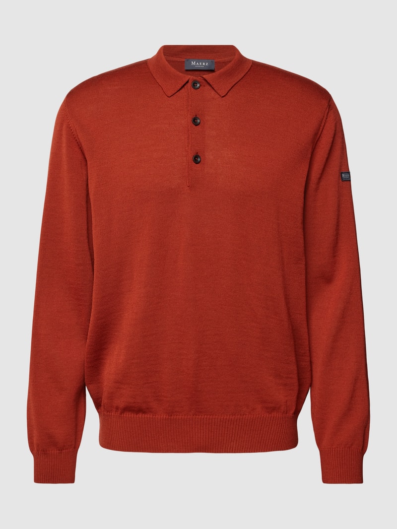 Strickpullover mit Polokragen in kupfer