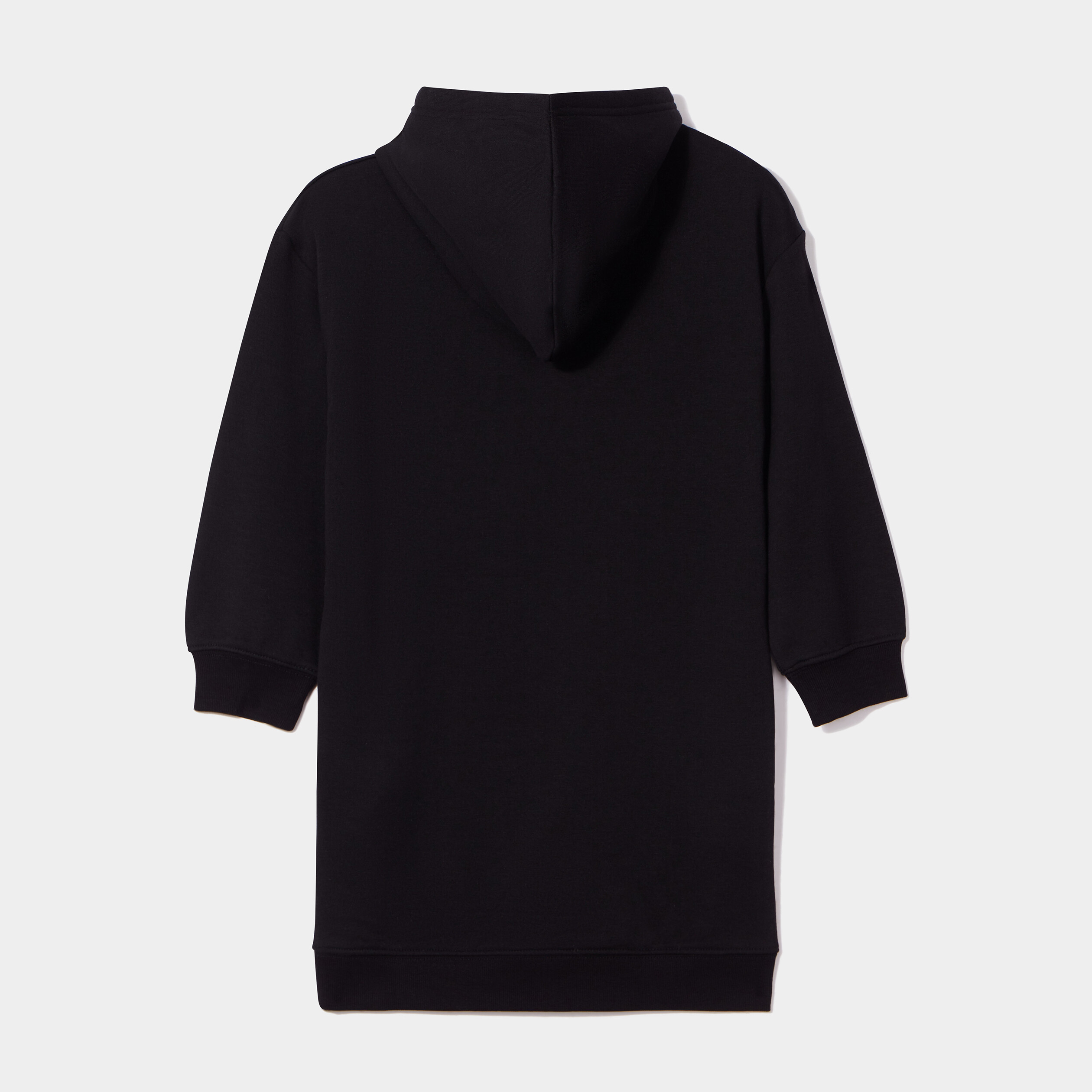 Robe sweat à capuche droite coton noir fille | La Halle