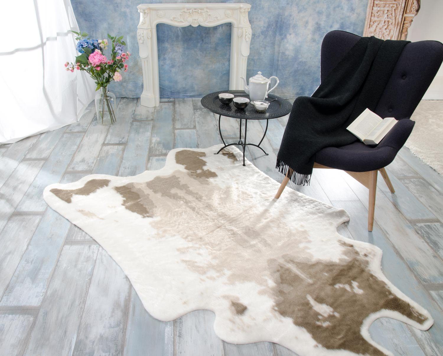 Fellteppich Kuhfell Teppich, Fellteppich aus Kunstfell, elegant und flauschig, Wohnen und Accessoires GmbH & Co. KG