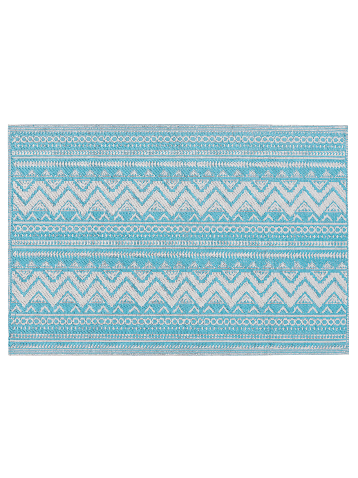 Beliani Outdoorteppich NAGPUR in Blau/Weiß - (W) 120 x (H) 0.5 x (L) 180 cm günstig kaufen onesize