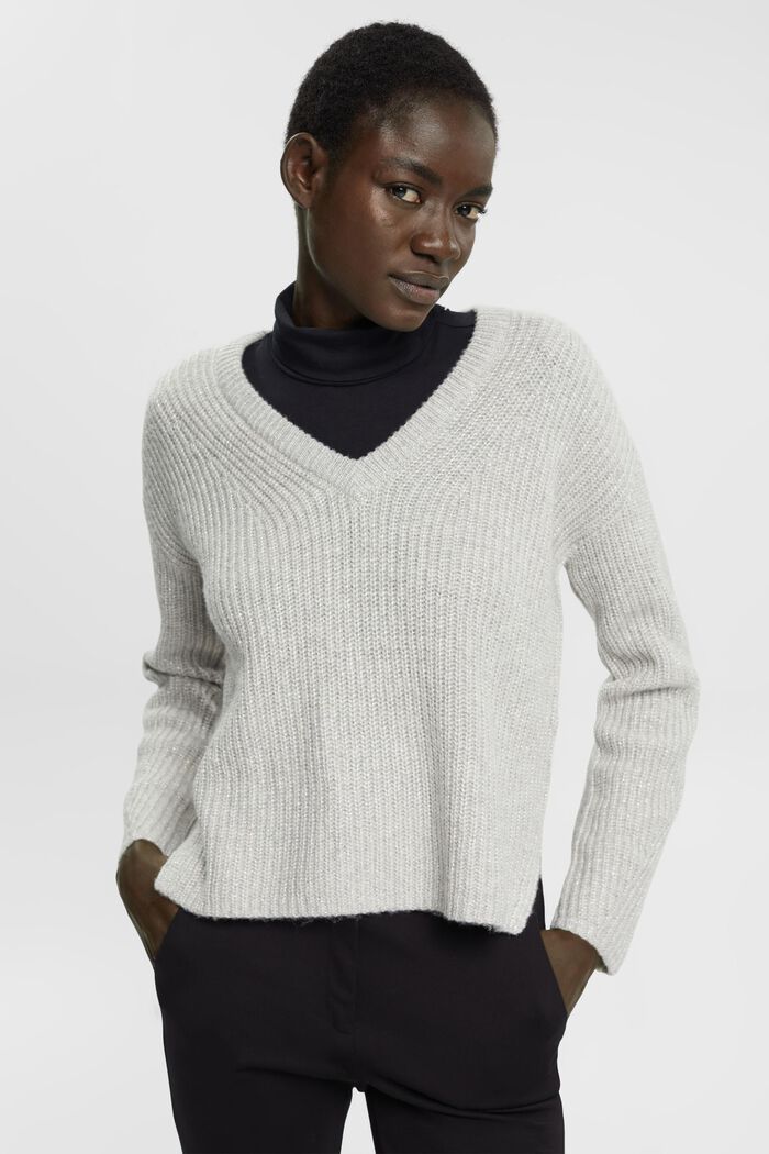 Gerippter Wollmix-Pullover