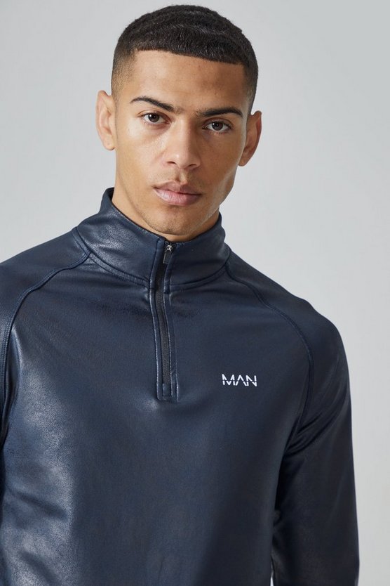 Man Active Slim-Fit Oberteil mit Print und Reißverschluss