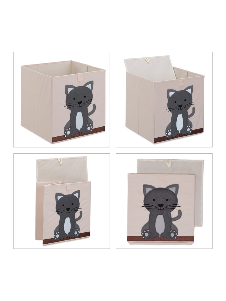 relaxdays Aufbewahrungsbox in Beige/ Grau - (B)33 x (H)33 x (T)33 cm günstig kaufen onesize