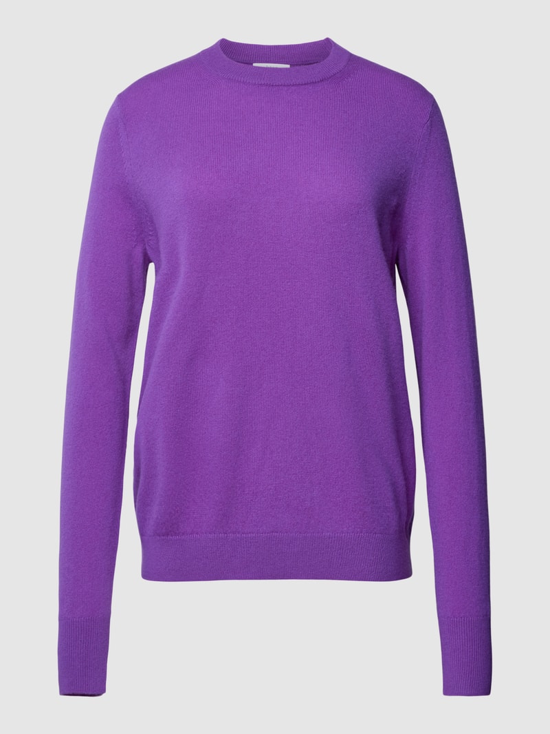 Kaschmirpullover in Strick-Optik mit Rundhalsausschnitt in violett