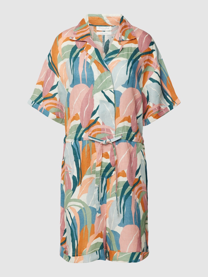 Playsuit aus Leinen mit Taillenband in schilf
