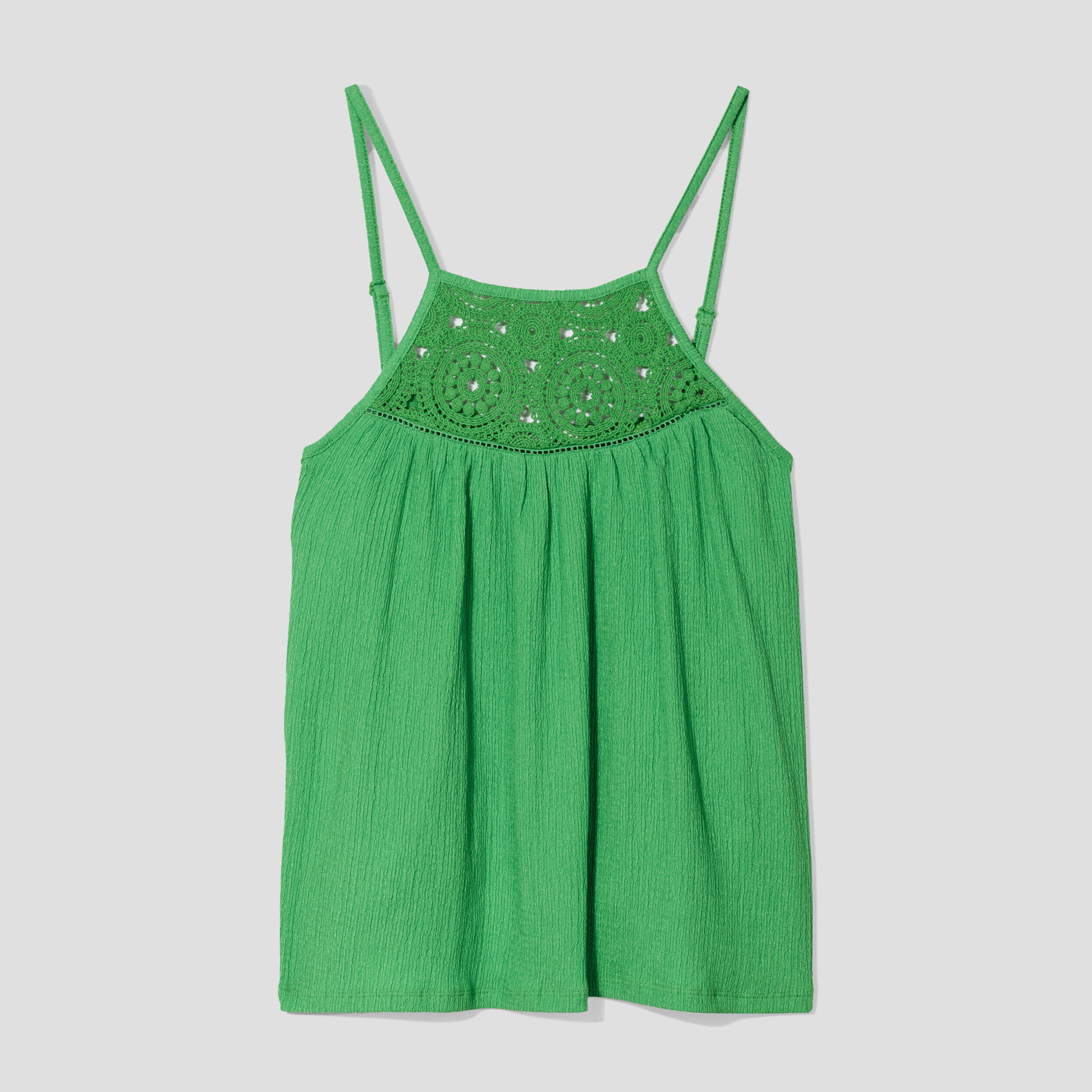 Débardeur col macramé vert femme | Cache Cache