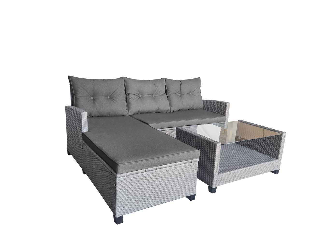 Happy Home Happy Home Ecklounge-Set 8tlg. HGS42-GRA graues Rattan mit Sitzkissen in grau