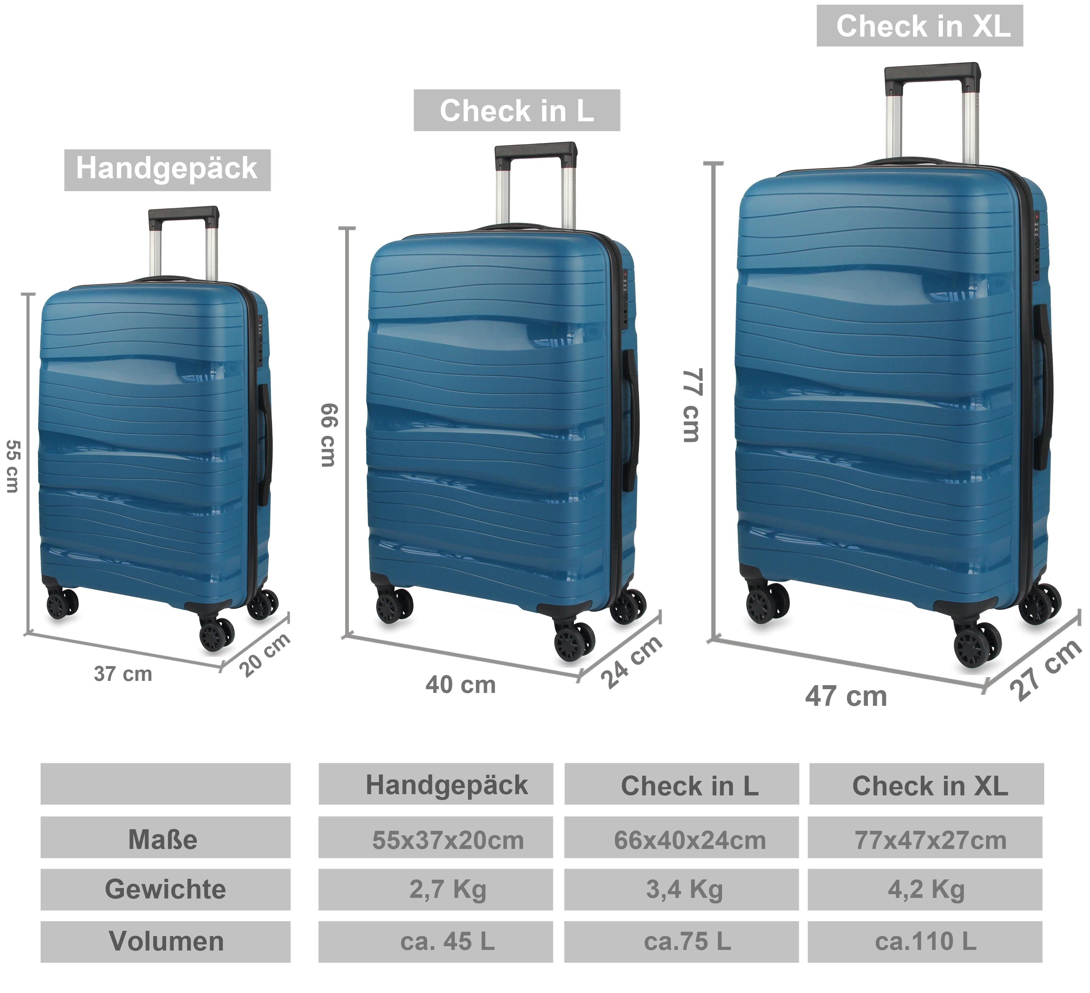 Frentree Koffer 360° drehbar mit TSA-Zahlenschloss, 4 Rollen, Trolley (3 Größen: Handgepäck/L/XL oder SET) aus ABS Kunststoff