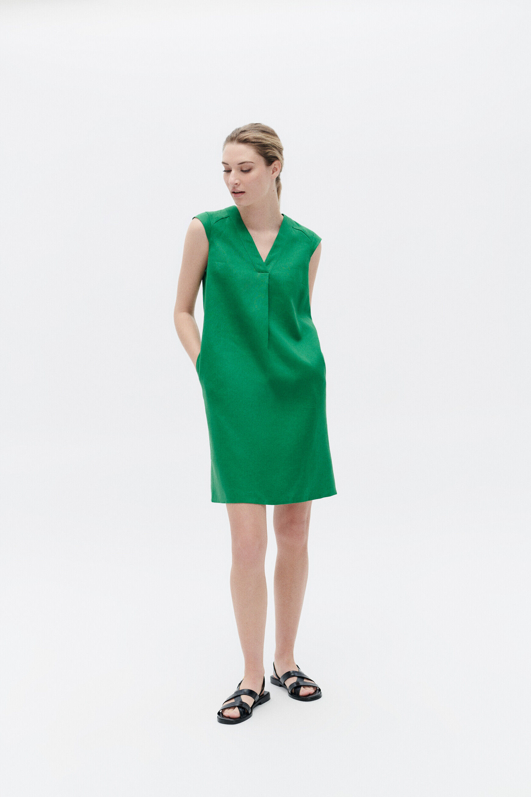robe pamela 100% lin vert menthe femme