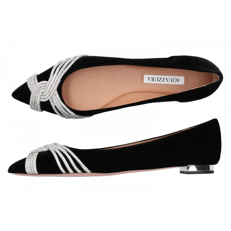Aquazzura - Ballerinas GATSBY Veloursleder - schwarz