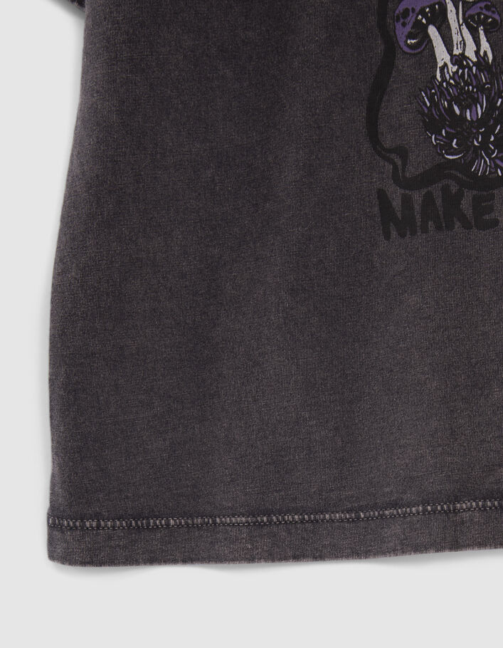 T-shirt gris visuel rock avec clous fille