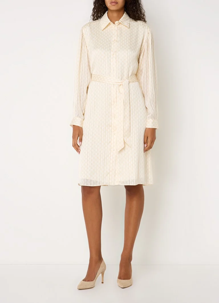 Rochie midi tip cămașă Fifth House Daisy cu curea legată