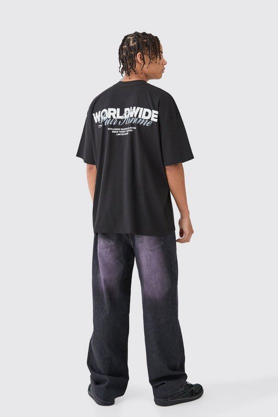 Oversize Worldwide T-Shirt mit Print