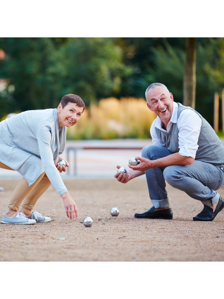 relaxdays 9-tlg. Boule Kugeln Set in Natur/ Silber günstig kaufen onesize