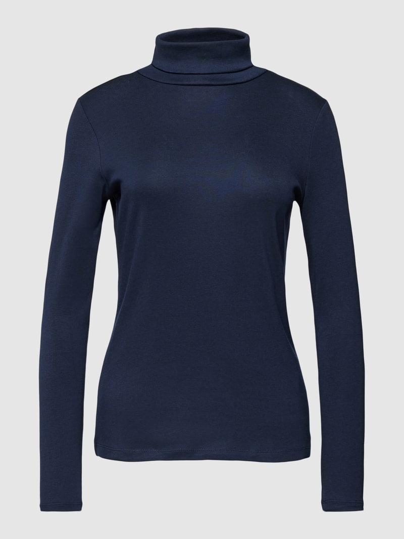 Rollkragenpullover in unifarbenem Design in marineblau